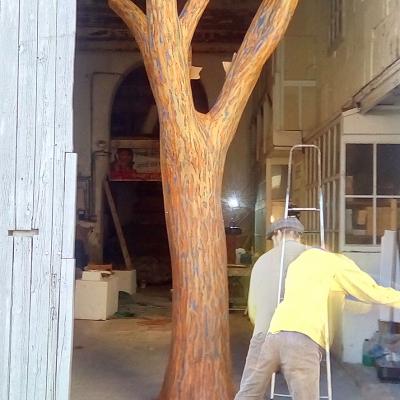Fabrication de l'arbre factice (patines) / Arbre des Naissances de Quévert