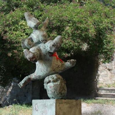 Sculpture de jardin / patine effet bronze, hauteur 3,20m.jpg